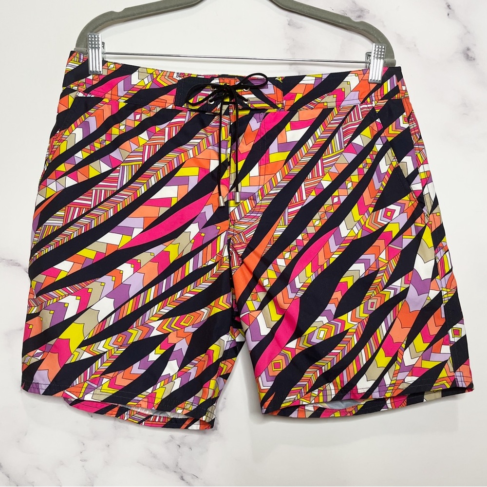 Mr. Turk Geometric Ribbon Pattern Swim Shorts
